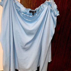 Fashion Nova Baby Blue Off shoulder shirt